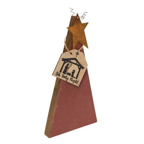 💙 Set of 3 Distressed Rustic Wood Red Christmas Trees - Image 4