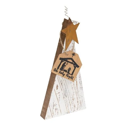 Set of 3 Distressed Rustic Wood White Christmas Trees - Image 2