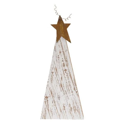 Set of 3 Distressed Rustic Wood White Christmas Trees - Image 3