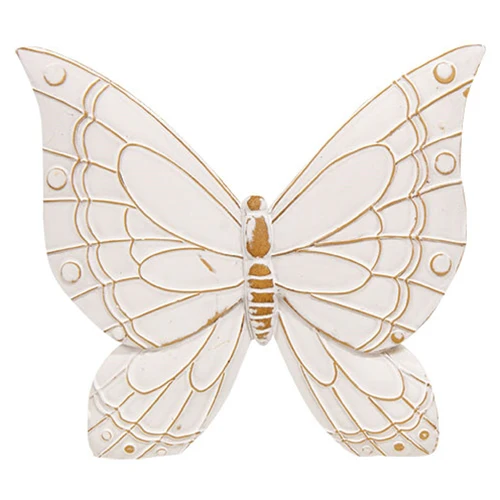 Set of 3 Distressed White Resin Butterfly Shelf Sitters - Image 3
