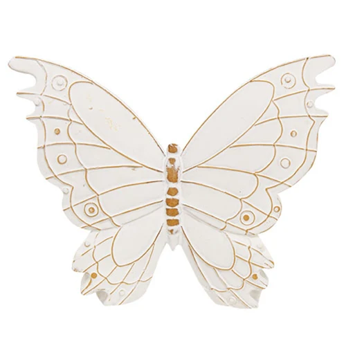 Set of 3 Distressed White Resin Butterfly Shelf Sitters - Image 5