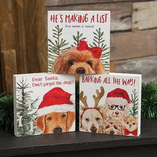 Set of 3 Don't Forget the Dogs Mini Christmas Box Signs - Image 2