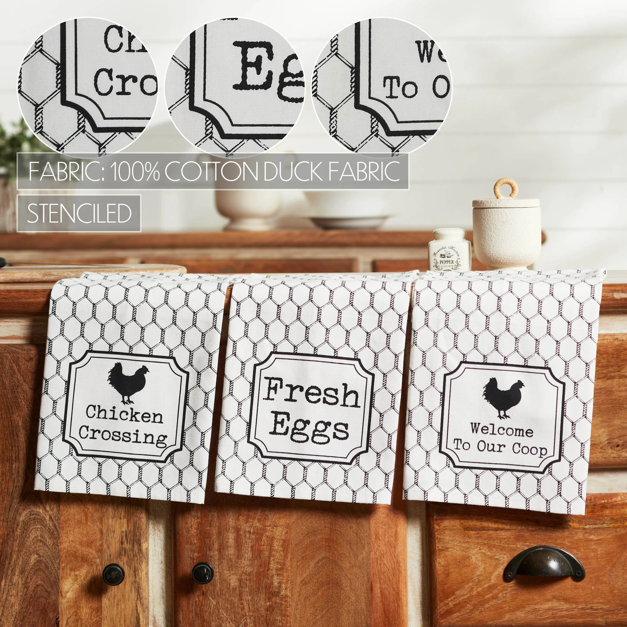 Set of 3 Down Home Chicken Crossing Tea Towels - Image 4