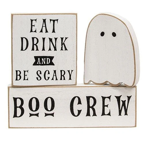 Set of 3 Eat Drink and Be Scary Boo Crew Mini Sign Blocks
