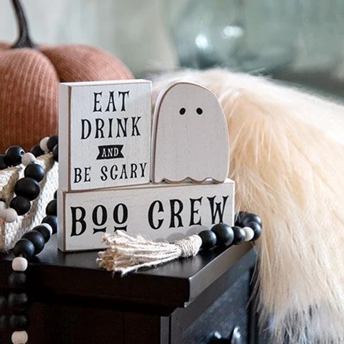 Set of 3 Eat Drink and Be Scary Boo Crew Mini Sign Blocks - Image 2