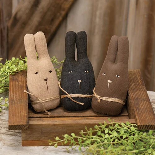 Set of 3 Fabric Rabbit Head Ornaments - Image 2