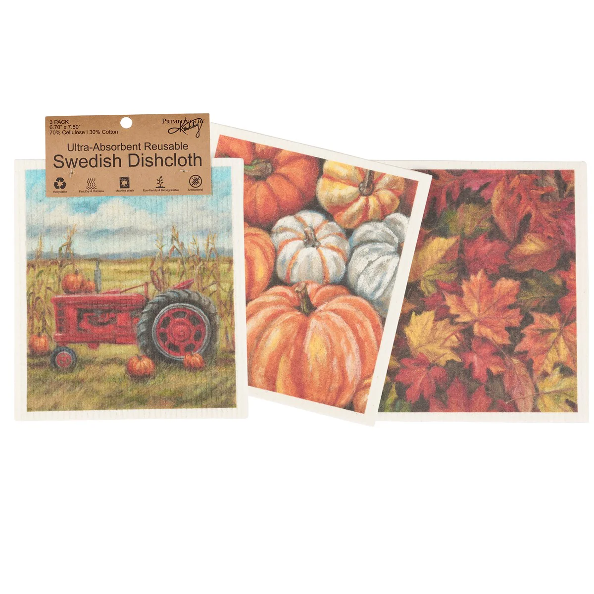 Set of 3 Fall Farm Swedish Dishcloth Set
