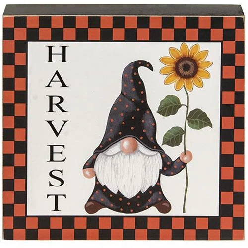 Set of 3 Fall Gnome Checkered 7.75" Box Signs - Image 3