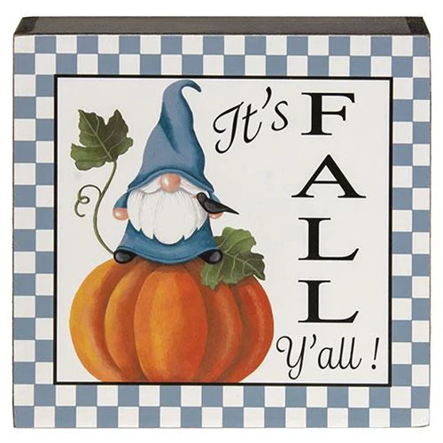 Set of 3 Fall Gnome Checkered 7.75" Box Signs - Image 4