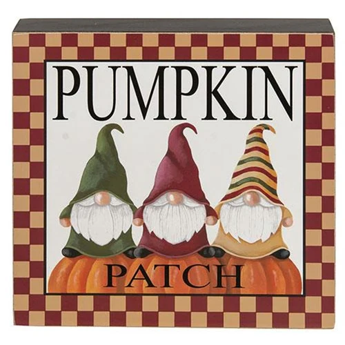 Set of 3 Fall Gnome Checkered 7.75" Box Signs - Image 5
