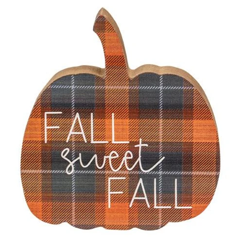 Set of 3 Fall Sweet Fall Plaid Pumpkin Chunky Sitters - Image 3