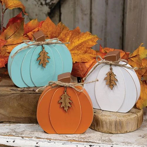 Set of 3 Fall Word Tag Chunky Pumpkins