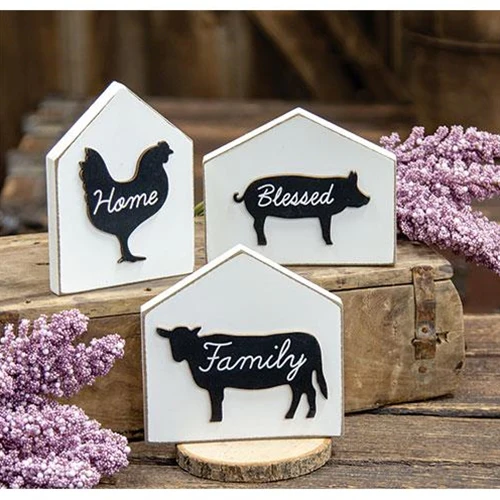 ๐ Set of 3 Farm Animal Silhouettes House Blocks - Image 2