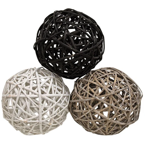 Set of 3 Farmhouse Colors 8.5" Willow Balls