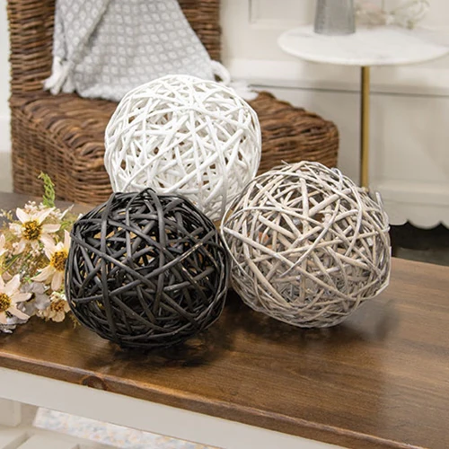 Set of 3 Farmhouse Colors 8.5" Willow Balls - Image 2