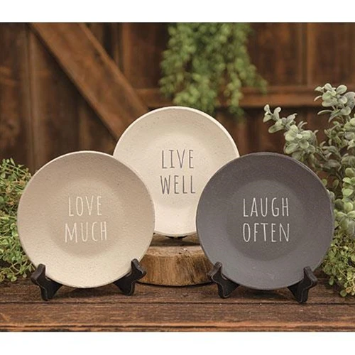 Set of 3 Farmhouse Decorative Plates - Live Well Laugh Often Love Much - Image 2
