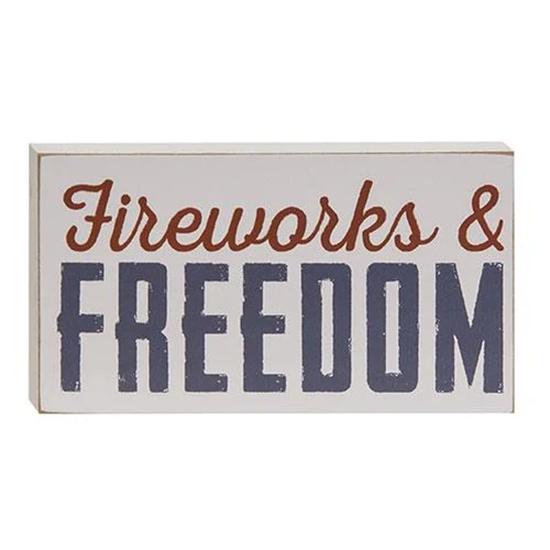 Set of 3 Fireworks & Freedom 4th of July Wooden Blocks - Image 4
