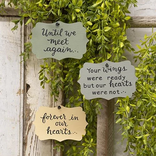 Set of 3 Forvever In Our Hearts Memory Messages Ornaments - Image 2