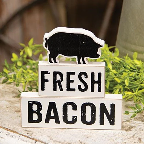 Set of 3 Fresh Bacon Pig Stacking Blocks