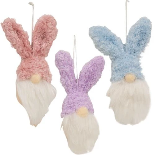 Set of 3 Fuzzy Gnome Bunny Ornaments
