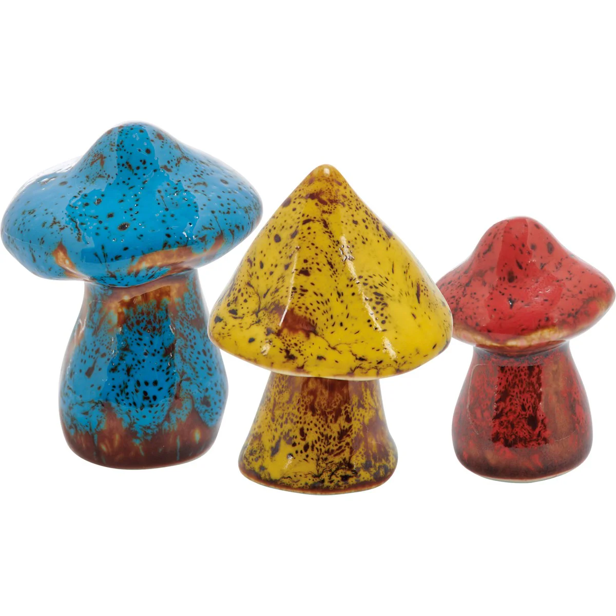 Set of 3 Glazed Wild Mushroom Figurines - Image 2