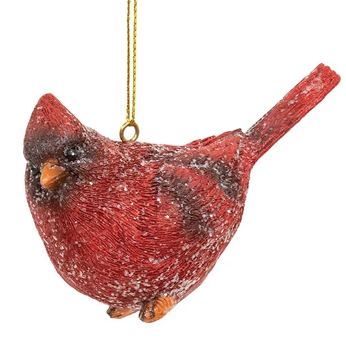 Set of 3 Glittered Resin Sitting Cardinal Ornaments - Image 2