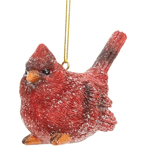 Set of 3 Glittered Resin Sitting Cardinal Ornaments - Image 3