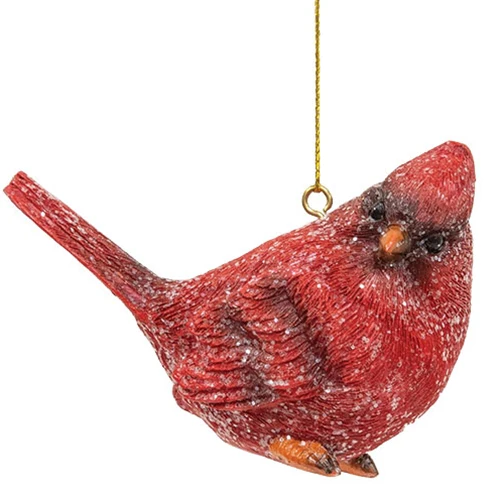 Set of 3 Glittered Resin Sitting Cardinal Ornaments - Image 4