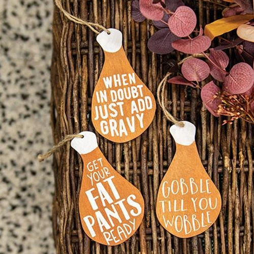 💙 Set of 3 Gobble Til You Wobble Turkey Leg Ornaments - Image 2