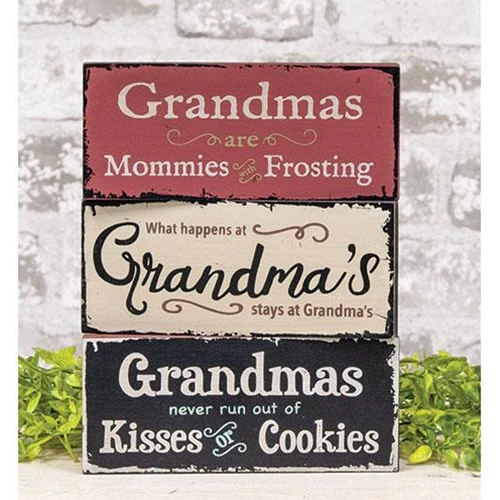 💙 Set of 3 Grandma Themed Mini Stacking Block Signs