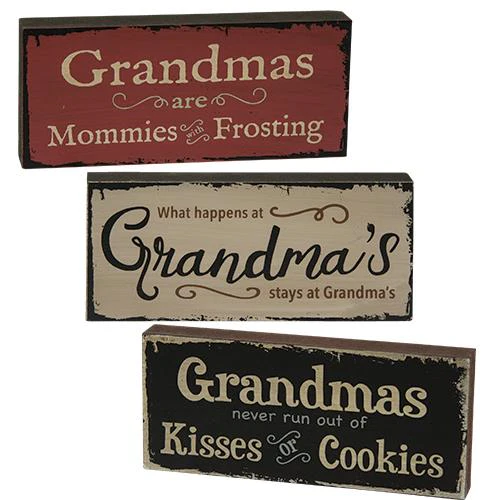 💙 Set of 3 Grandma Themed Mini Stacking Block Signs - Image 2