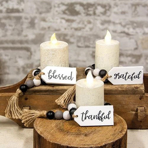 Set of 3 Grateful, Thankful, Blessed Beaded Tag Hanger - Image 2