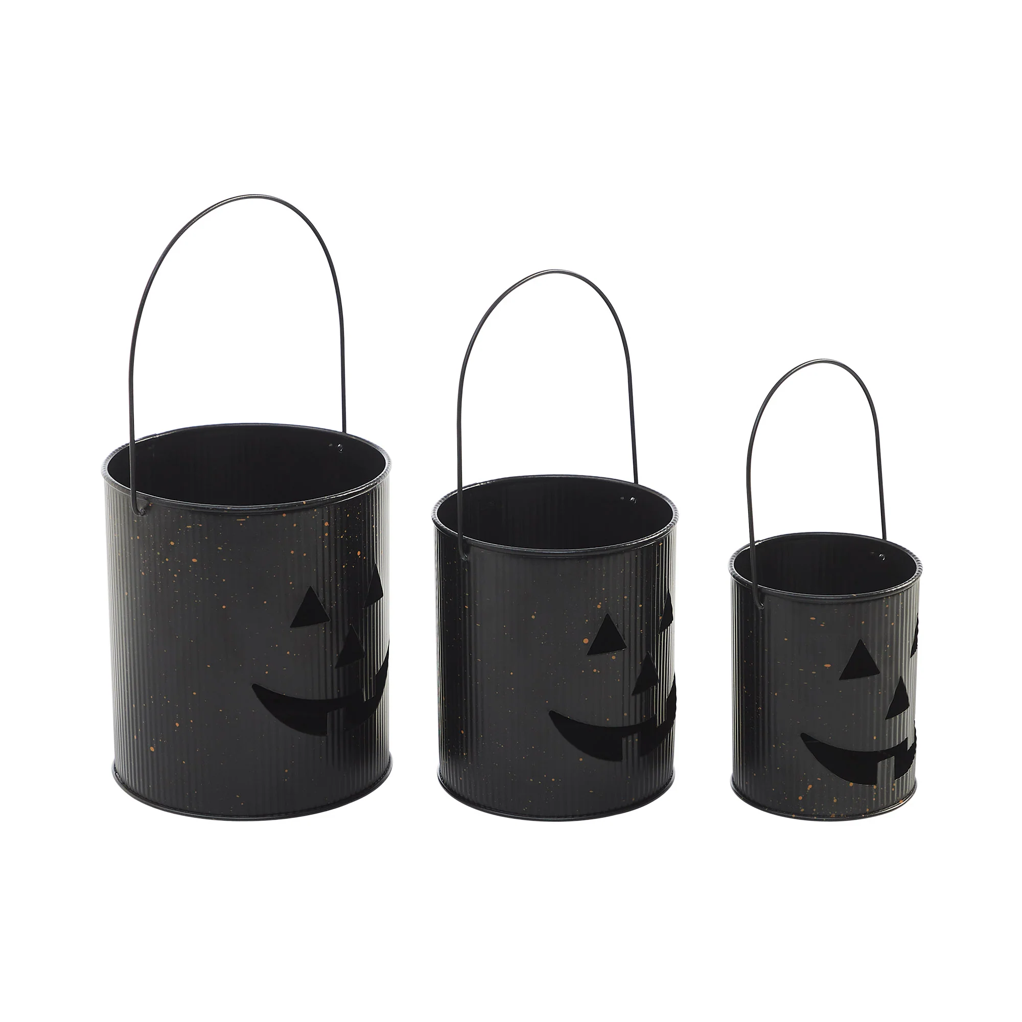 Set of 3 Halloween Jack O Lantern Buckets - Image 2