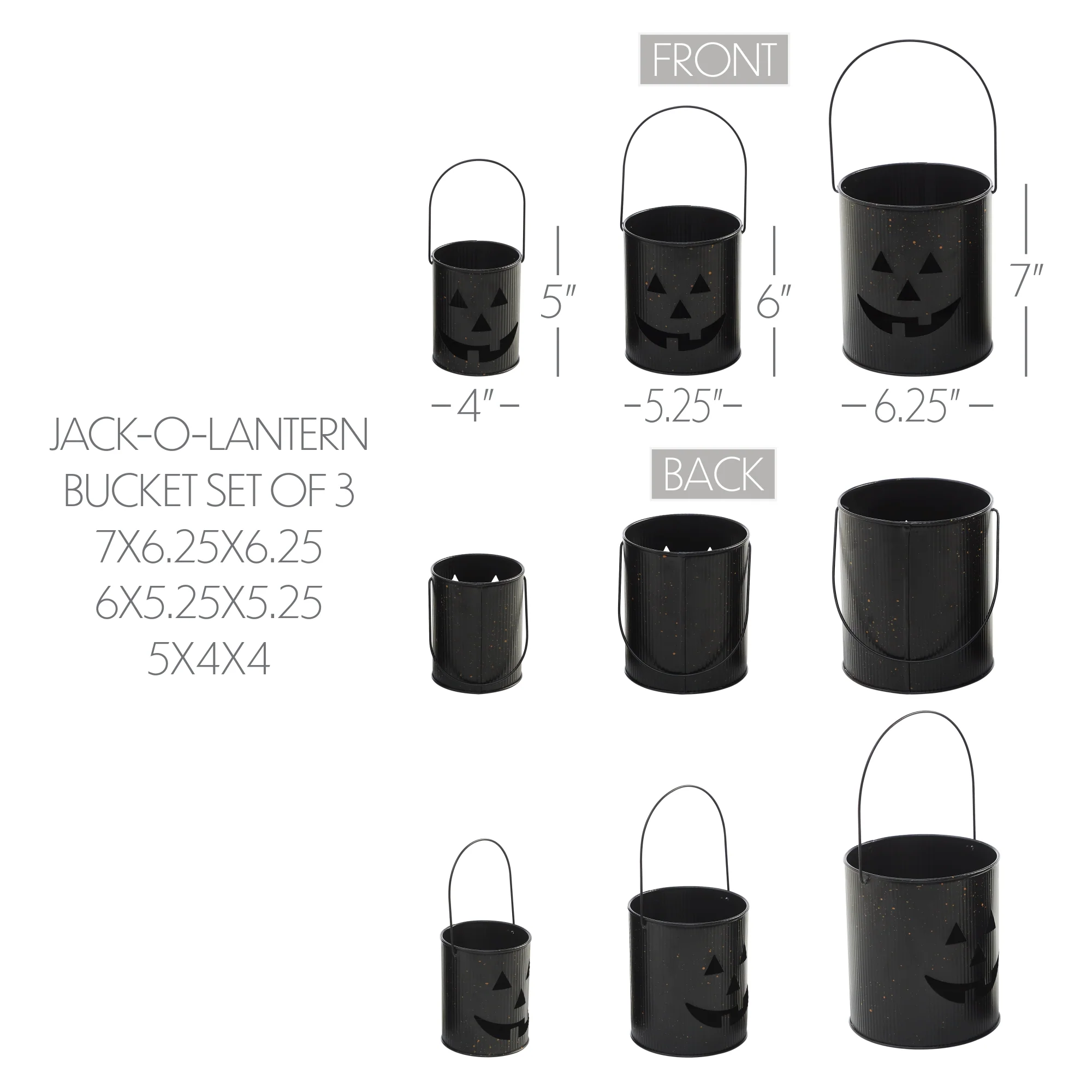 Set of 3 Halloween Jack O Lantern Buckets - Image 5