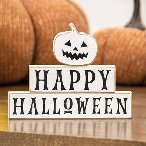 Set of 3 Happy Halloween & Pumpkin Mini Blocks - Image 2