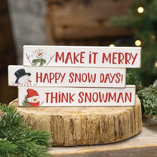 💙 Set of 3 Happy Snow Days Snowman Mini Sticks - Image 2