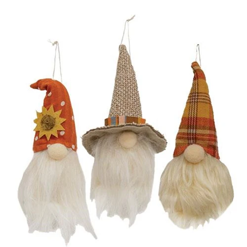 ๐ Set of 3 Harvest Gnome Ornaments