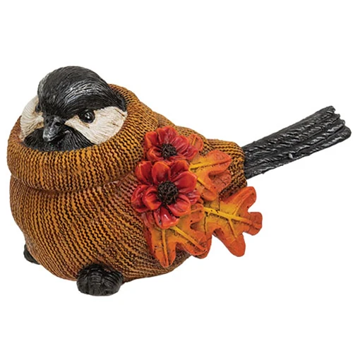 Set of 3 Harvest Sweater Birds with Sunflowers Resin Figures - Image 4