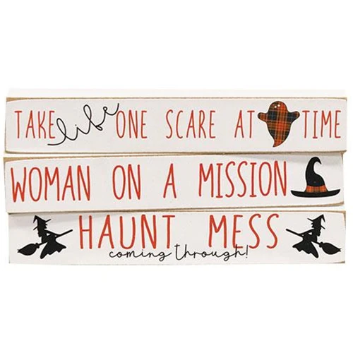 ๐ Set of 3 Haunt Mess Witch and Ghost Halloween Mini Sticks - Image 2