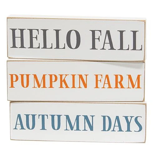 Set of 3 Hello Fall Skinny Block Signs - Image 2
