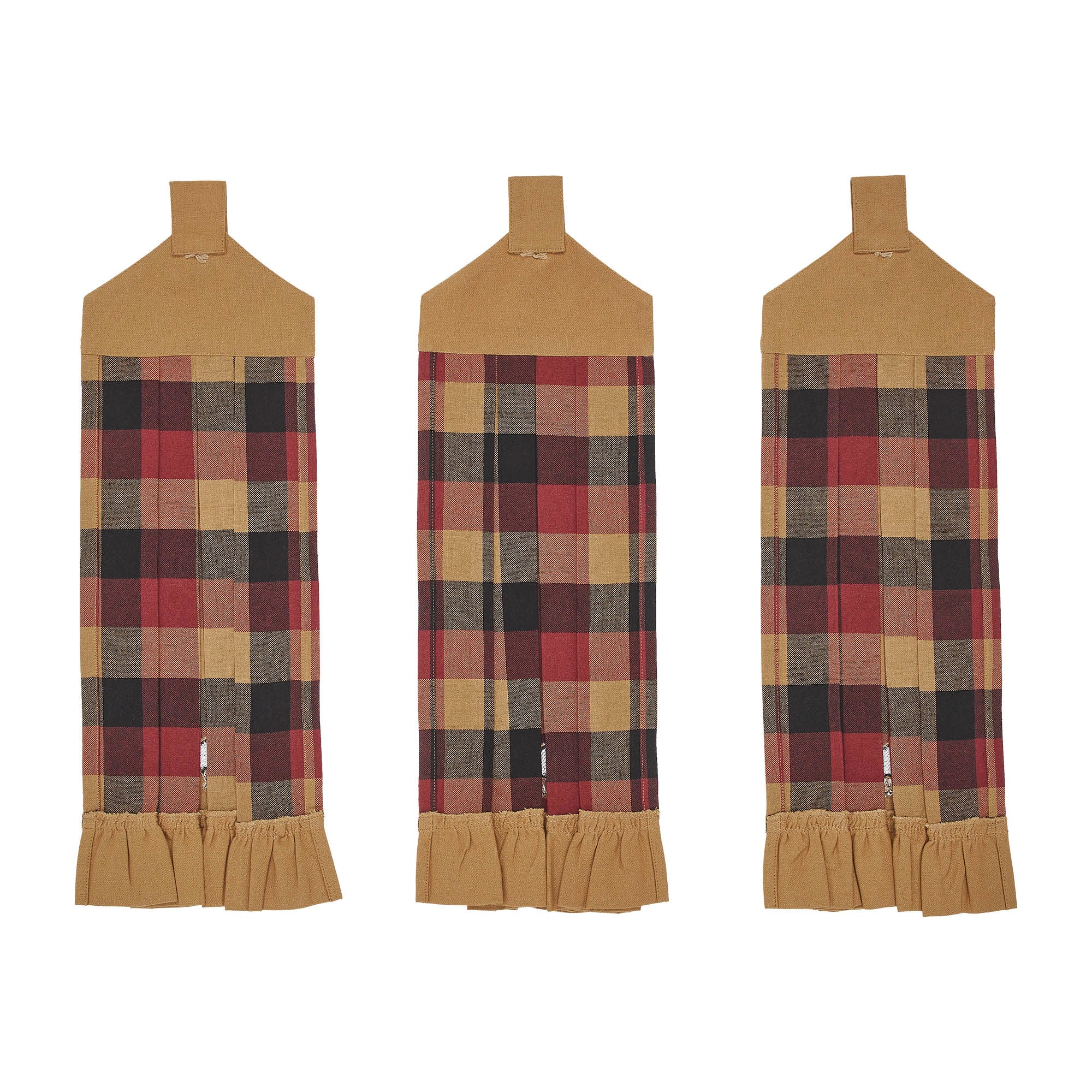 Set of 3 Heritage Farms Primitive Check Button Loop Tea Towels - Image 2