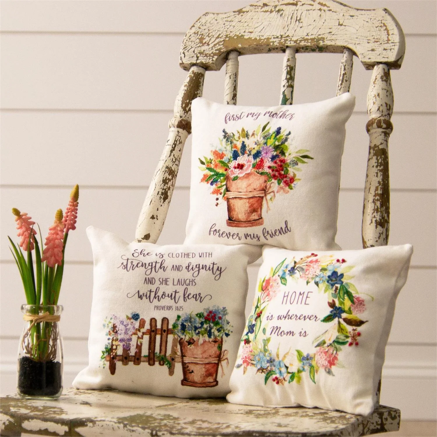 Set of 3 Home is Where Mom Is Small Accent Pillows