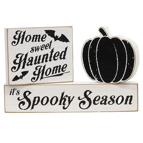 ๐ Set of 3 Home Sweet Haunted Home It's Spooky Season Mini Sign Blocks