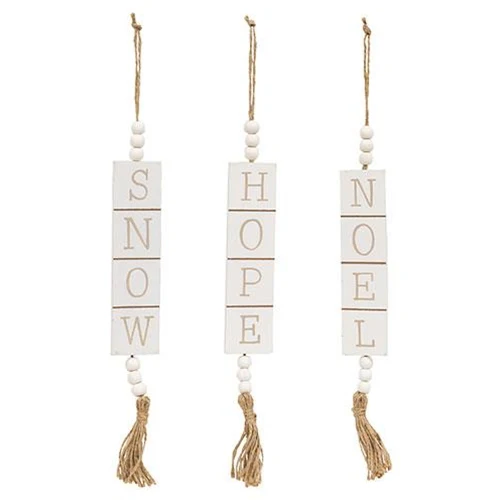 Set of 3 Hope, Noel, Snow Wooden Tile Hangers