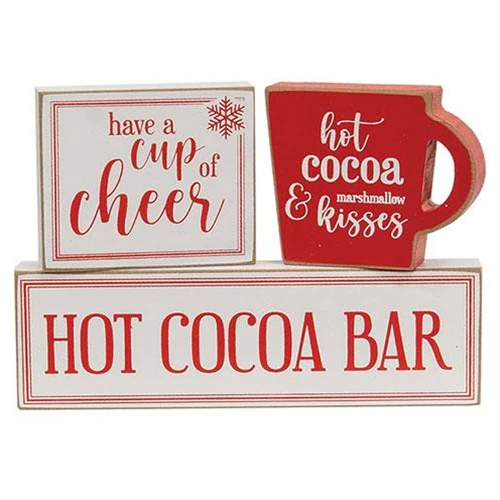 ๐ Set of 3 Hot Cocoa Bar Wooden Blocks