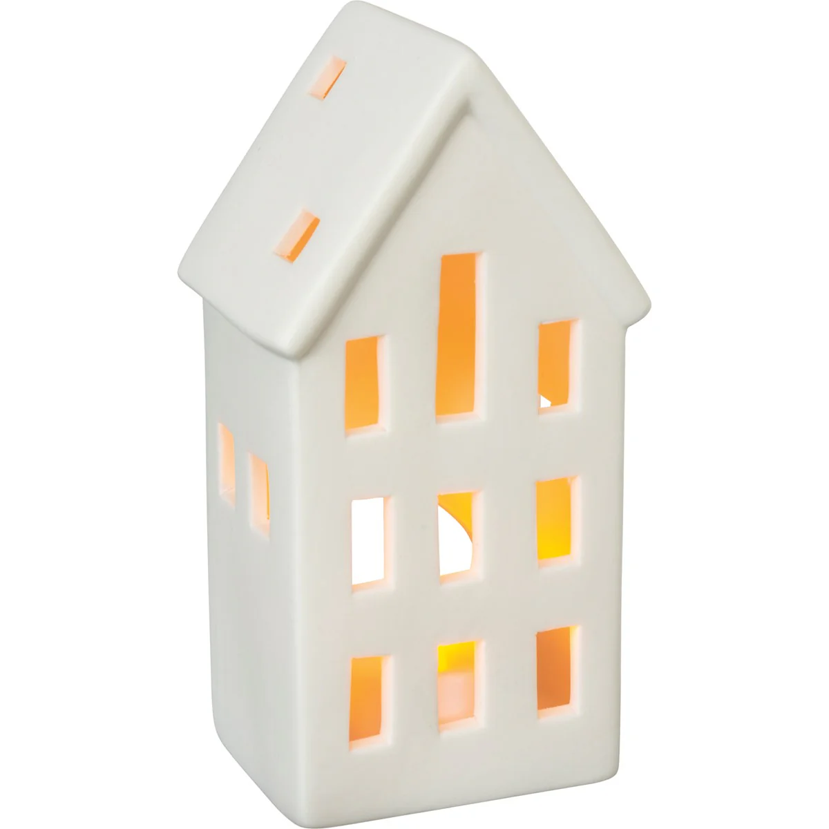 Set of 3 House Shaped Candle Holder with Battery Powered Tealight - Image 3