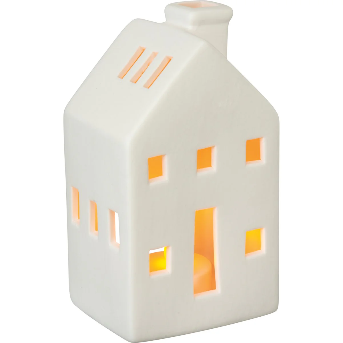 Set of 3 House Shaped Candle Holder with Battery Powered Tealight - Image 4