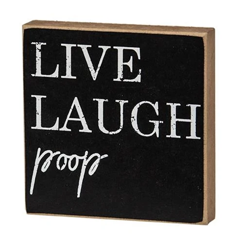 Set of 3 Humorous Bathroom 4" Wooden Block Signs - Image 3