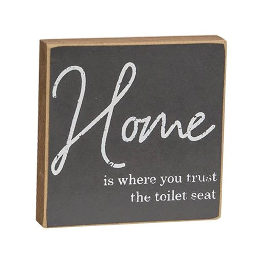 Set of 3 Humorous Bathroom 4" Wooden Block Signs - Image 4