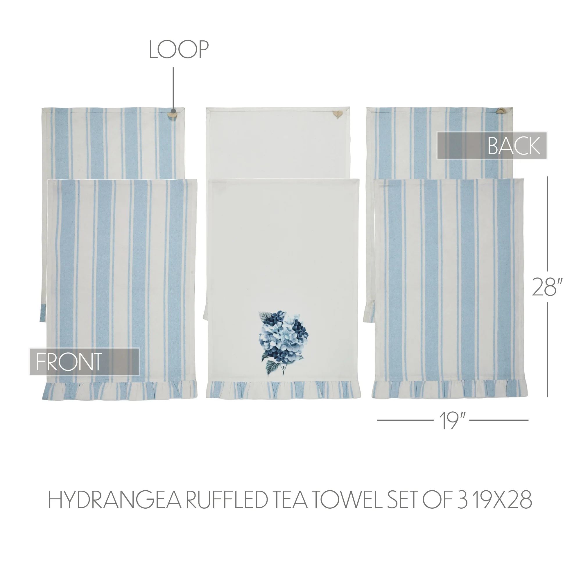 Set of 3 Hydrangea Ruffled Tea Towels - Image 5
